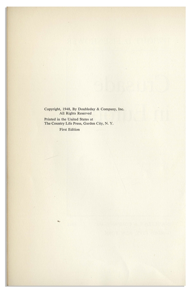 Dwight D. Eisenhower Signed D-Day Speech From the Limited Edition of ''Crusade in Europe''